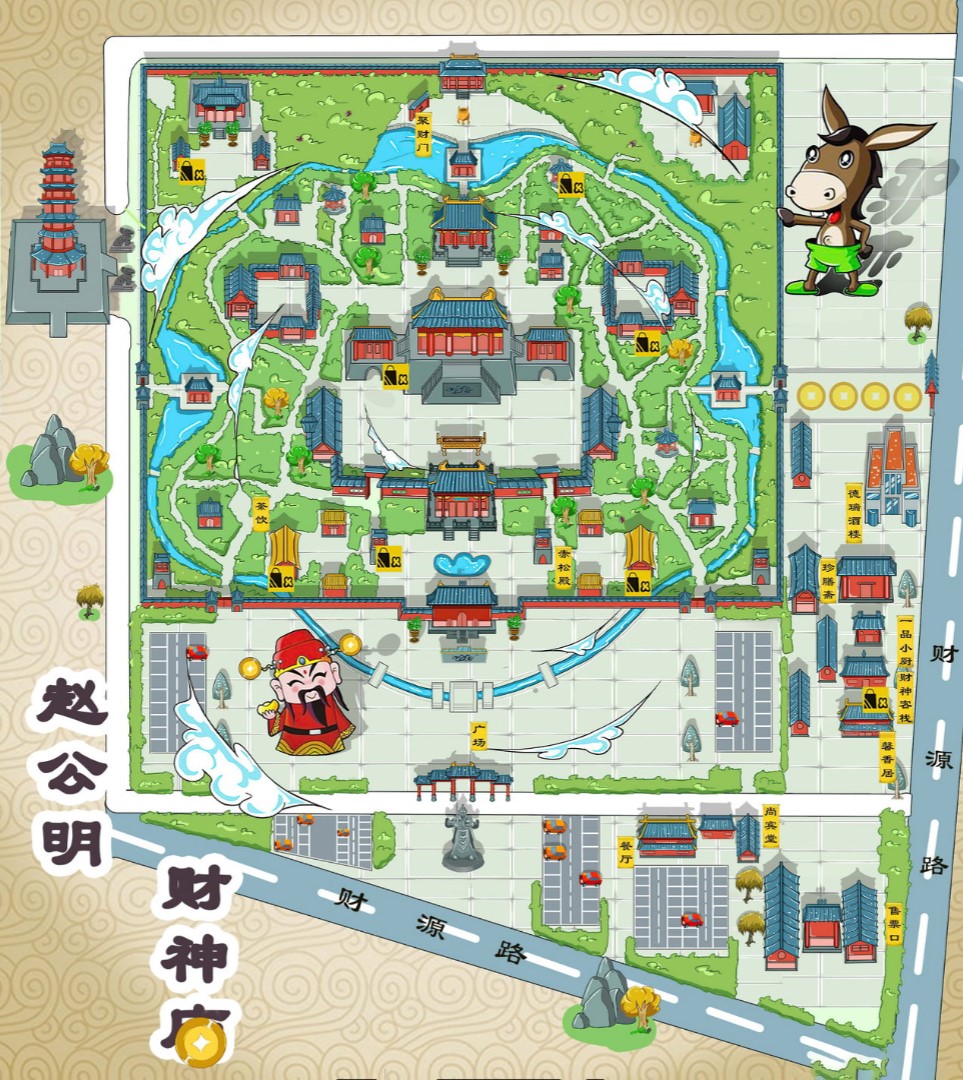 泰来寺庙类手绘地图